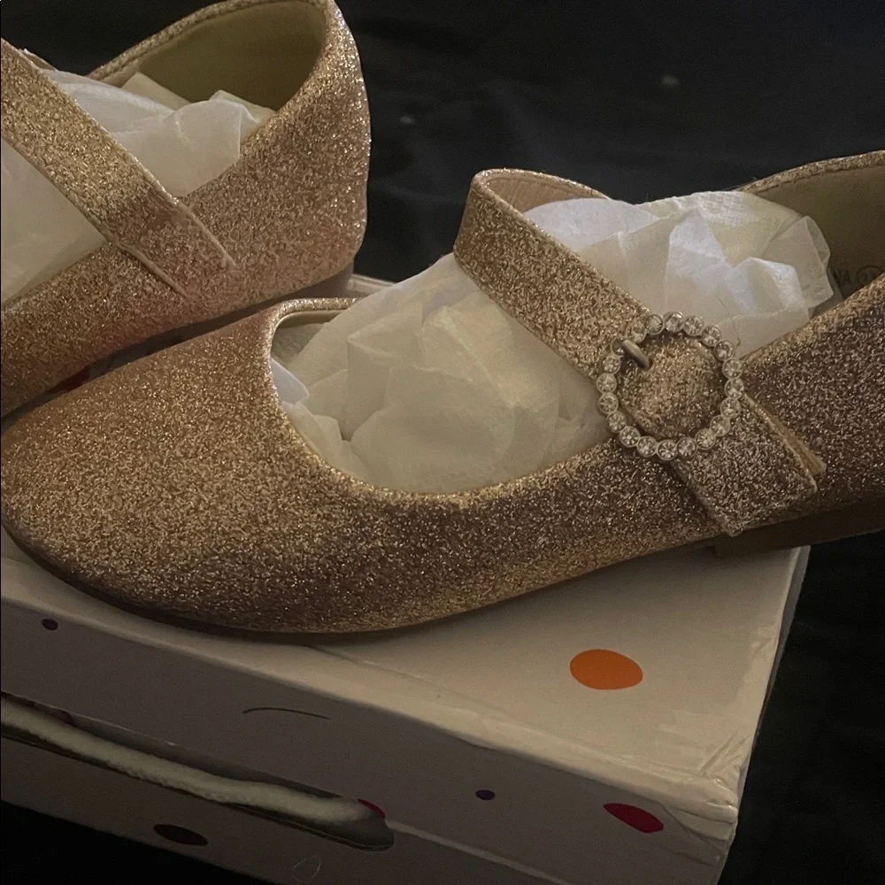 Glittery Gold Kids Dress Shoes